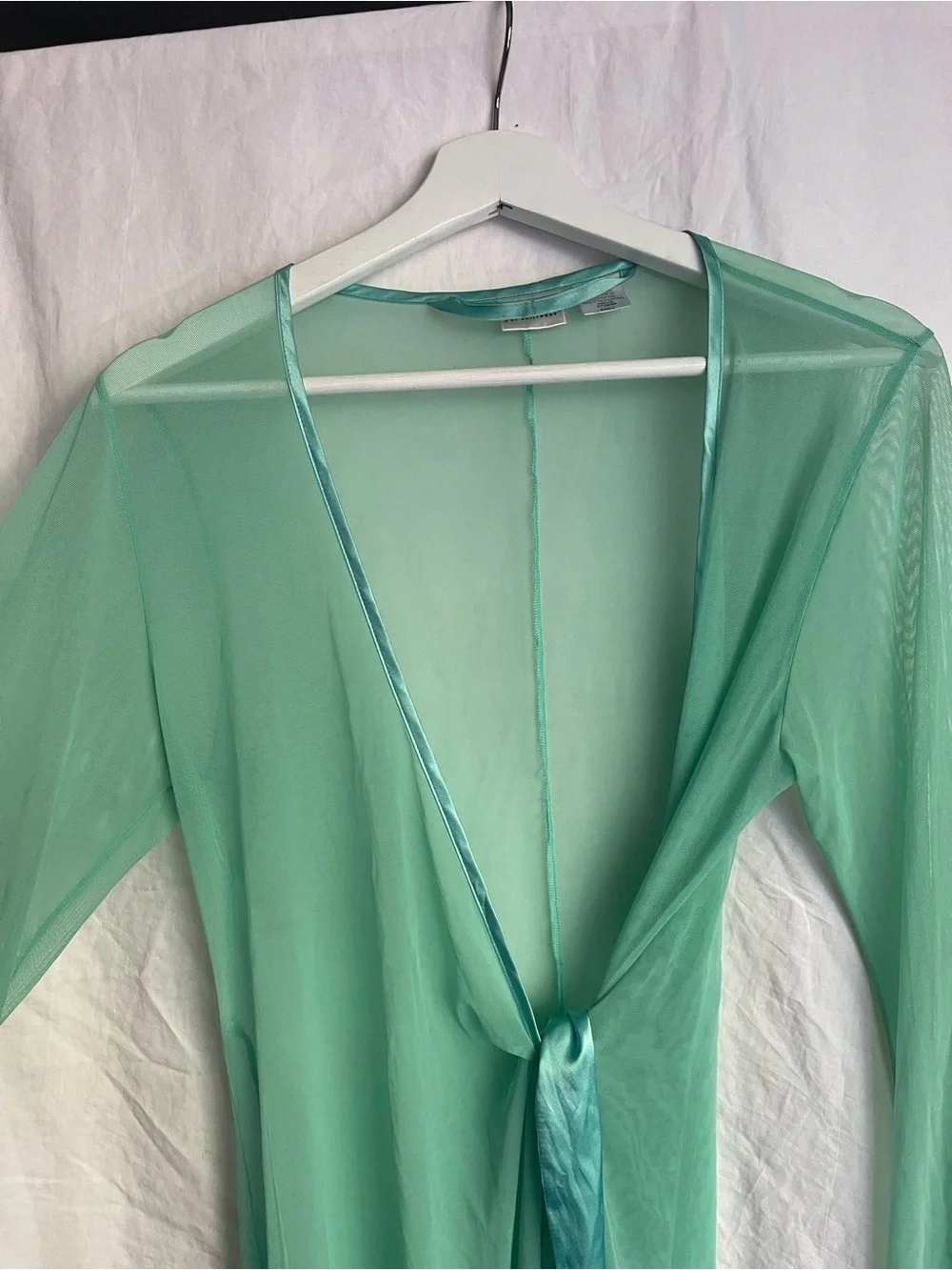 Vintage 90s Frederick’s of Hollywood Mint Mesh Robe Y2K Festival Fairy Size S